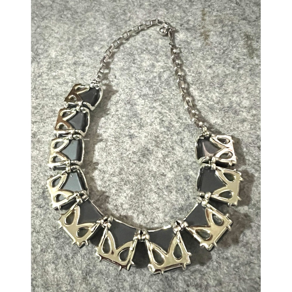 Vintage Thermoset Necklace Blue gray  16" - Picture 8 of 9
